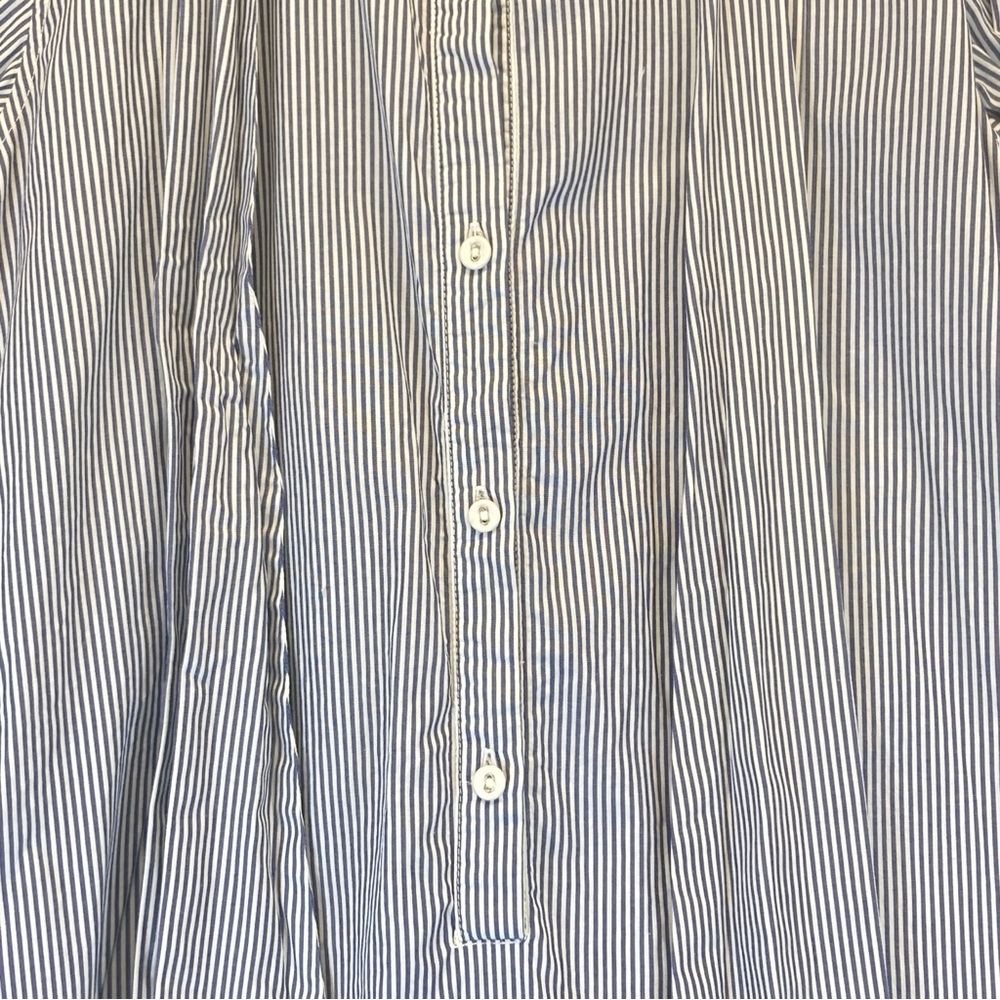 Nili Lotan Shirt Dress Blue White Striped Button Down Front XS long Sleeve - Picture 16 of 16